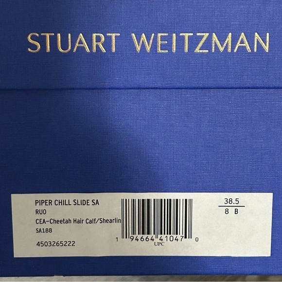 Stuart Weitzman Piper Chill Slide Sandals Cheetah CalfHair Fur New NWT - Picture 3 of 13